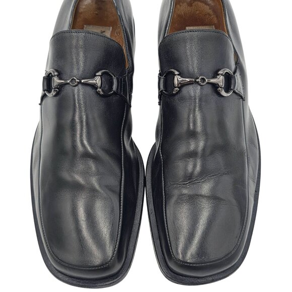 Vintage Mauri Millennium Men Size 13 Black Leather Dress Shoes Italy Bit Loafers - Picture 2 of 11